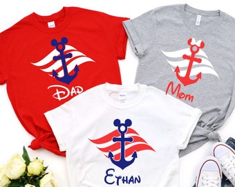 Personalized Mickey or Minnie Anchor Waves Shirt/Matching Disney Cruise Shirt/Disney Cruise 2024/DCL Unisex Shirt/Family Disney Cruise Shirt