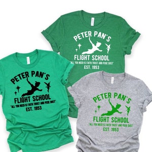 Peter Pan&#39;s Flight School Unisex Shirt/Peter Pan Shirt/Disney Trip Shirt/Family Trip shirt/ Matching Family Shirt/Peter Pan shirt