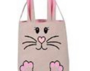 Easter Bags with Easter Bunny Face and Feet and customizable Name, Easter Bags with Bunny Ears, Personalized Easter Bags, Cute Easter Bunny
