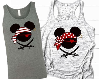 Pirate Mickey or Minnie with Bandana Tanks /Disney Cruise Tank/Disney Family Cruise/DCL/Disney Cruise Pirate Night/Disney Cruise 2023