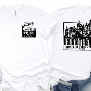 Haunted Mansion w/ Hitchhiking Ghost on front Unisex Shirt/Glow in Dark Haunted Mansion/ Magic Kingdom Shirt/Disney 50th/Foolish Mortals