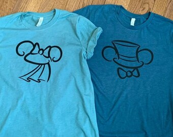 Mickey y Minnie camisas de novia y novio / camisa de pareja personalizable / casado desde camisa / Luna de miel de Disney o camisas de boda / Aniversario de Disney