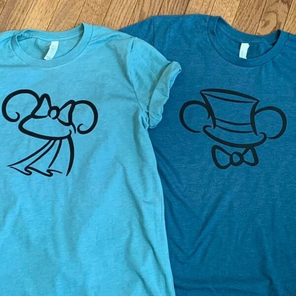 Mickey and Minnie Bride and Groom Shirts/Customizable Couple Shirt/Married Since Shirt/Disney Honeymoon or wedding shirts/Disney Anniversary