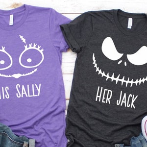 His Sally, Her Jack Plain or Glow in the Dark Shirt/Disney Halloween Shirt/Mickey Halloween Shirt/Mickey&#39;s Not So Scary/Jack and Sally