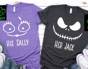 His Sally, Her Jack Plain or Glow in the Dark Shirt/Disney Halloween Shirt/Mickey Halloween Shirt/Mickey's Not So Scary/Jack and Sally