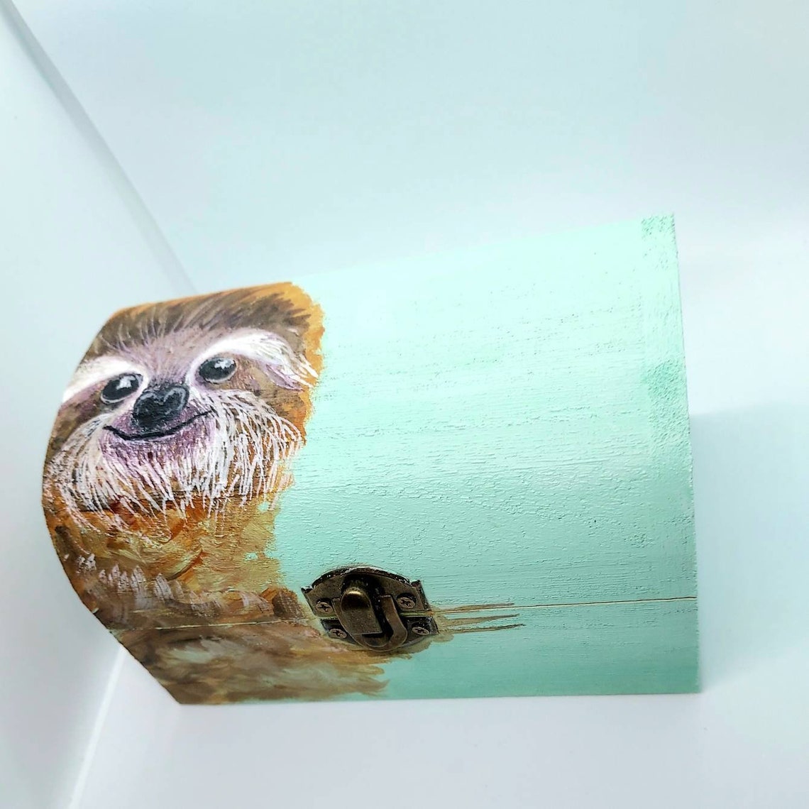 Sloth gifts for her hand painted wooden jewellery box cute