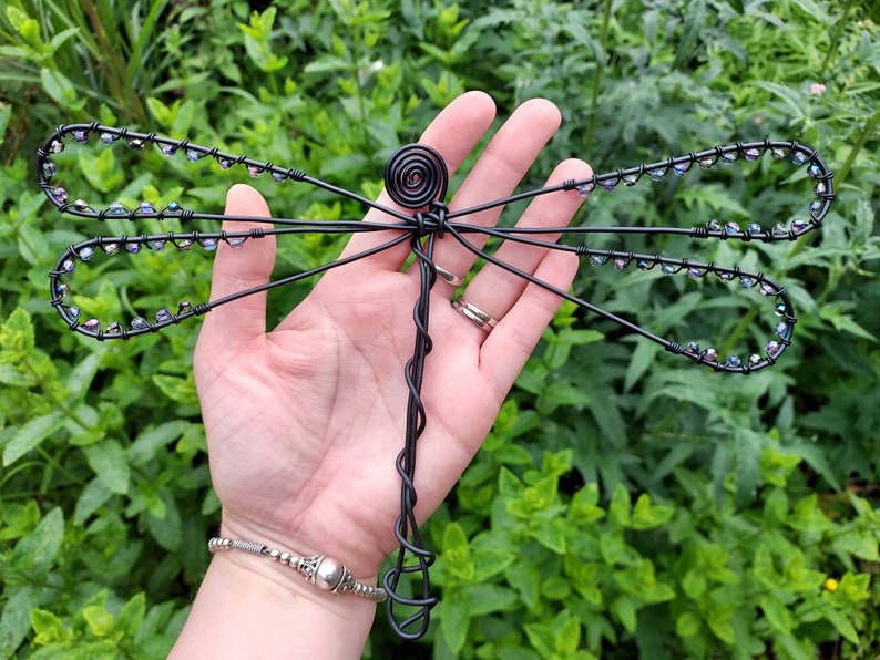 Beaded Dragonfly Hanging Metal Wall Art Dragonfly Wire Etsy