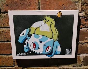 BULBASAUR 1/1 Pintura en aerosol sobre lienzo