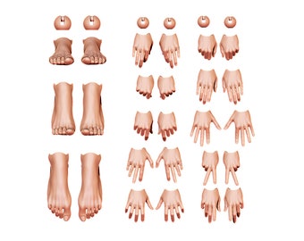 Set of arms and legs for bjd doll Feet / 3d doll / bjd / ooak / stl / articulated dolls / file