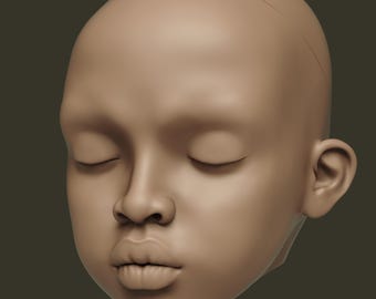 Closed eyes BJD Doll Head 3D Model Realistic Ball Jointed Doll Head for Resin 3D Printing