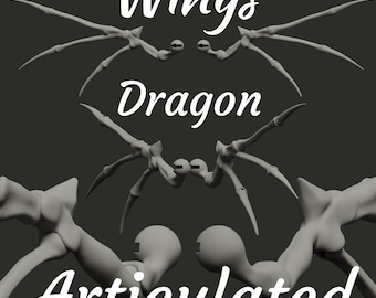 Articulated Dragon Wings STL | Flexible 3D Printable Wings for Figures, Dolls & Cosplay
