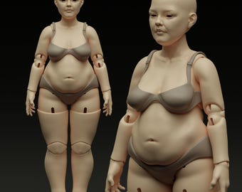 Daisy - bjd doll chubby Articulated 1/4 Doll STL BJD Female Doll fat girl