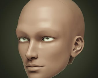 Azumi doll head 1 / Face / 3d doll / bjd / ooak / articulated dolls / bjd doll stl file print