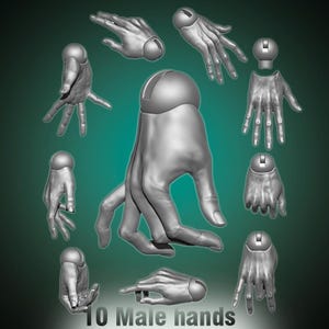 10pcs Hand bjd Male hands magnetic / arms bjd doll / 3d doll / bjd / ooak / stl / articulated dolls / Male / hands