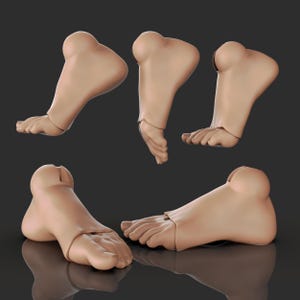 3D-STL-Fußmodell für BJD-Puppe | Bewegliche Puppenfüße mit Kugelgelenken | DIY 3D-Druck Puppenteile | Benutzerdefinierte Puppenherstellung STL-Dateien
