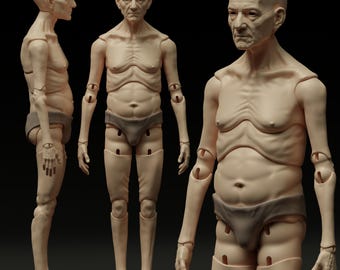 Harry - Grandpa BJD Doll Articulated 1/4 Scale Fashion Doll STL BJD Inspired Men Doll