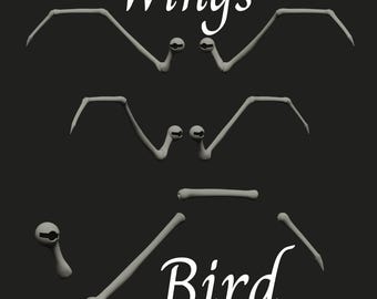 Articulated Bird Wings STL | Flexible Feather Wings for 3D Printing, Dolls, Figures & Cosplay