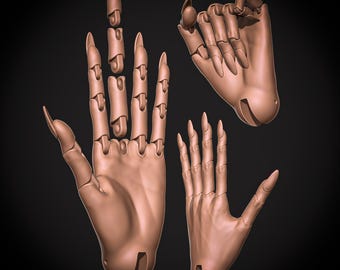 Articulated BJD Doll Hands STL Files | 3D Printable Ball Jointed Doll Parts | Poseable Doll Hands for Custom BJD Making