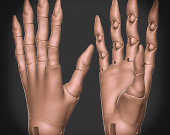16 parts - Articulated BJD Doll Hands STL Files | 3D Printable Ball Jointed Doll Parts | Poseable Doll Hands for Custom BJD Making