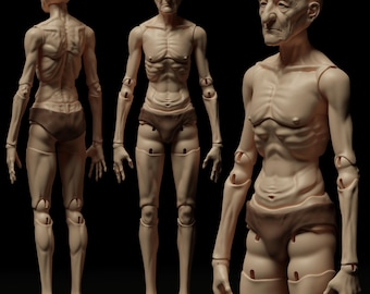 Edward Grandpa BJD Doll | Elderly Male Articulated Doll | 1/4 Scale Fashion Doll | BJD Inspired Grandpa | STL Doll