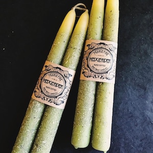 Hedge Rider Beeswax Ritual Candle | Green Tapers | Witchcraft | Candle Magick