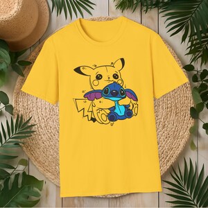 Uroczy T-shirt z postacią z kreskówek, unisex, miękki, idealny do codziennego noszenia, na prezenty, urodziny, dla fanów anime, koszulka Disneya