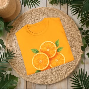 T-shirt Citrus Slice : T-shirt unisexe en coton doux, vêtements de fruits d&#39;été
