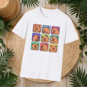 Cute Capybara Expressions Unisex T-Shirt, Casual Outfit, Gift for Animal Lovers, Birthday Tee, Cozy Everyday Wear