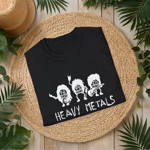 Heavy Metals Unisex T-Shirt | Rock Music Tee, Funny Graphic Shirt, Casual Gift for Music Lovers, Concert Wear, Band Merch, dad ful