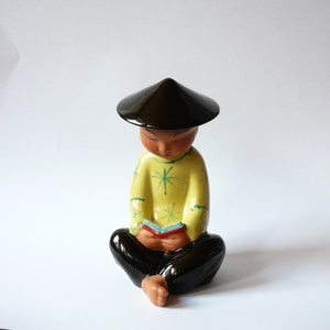 Steffl Keramik Wien Figurine Chinese Boy reading Vienna vintage