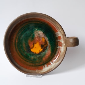 Karlsruher Majolika Flat Bowl 7278 Fritte glaze West German Pottery WGP