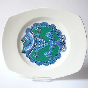 Figgjo Flint porcelain plate Fish decor Norway mcm