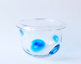 Glass Bowl with blue dots