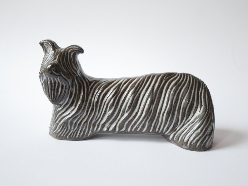 Skye Terrier Hyonsun Rhee for Upsala Ekeby dog figurine 5043H Sweden mid century image 2