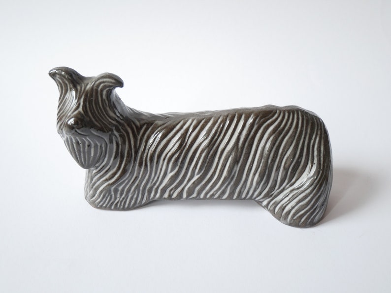 Skye Terrier Hyonsun Rhee for Upsala Ekeby dog figurine 5043H Sweden mid century image 3