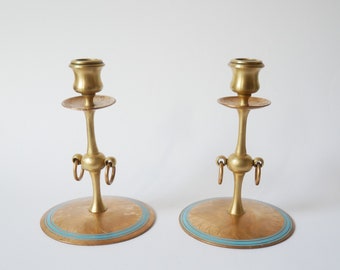 Set of brass candle holder retro vintage