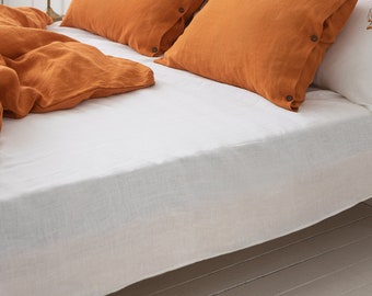 Linen Flat Sheet. Softened Linen Bed Sheet. Standard, Double, Queen, King, Custom sizes, Flax Sheet, Natural Eco Linen Flat Bedsheet
