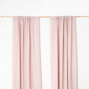 55 in/140 cm Wide, Pale Pink Linen Rod Pocket Curtain & Linen Drape, Custom Size Curtain, Extra Long Curtain Panel image 2