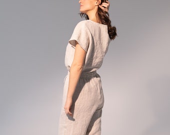 Natural Linen Pajama set / Linen loungewear / Linen sleepwear