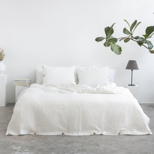 100% Linen Duvet Cover: White, Stonewashed, Custom Sizes, Coconut Buttons