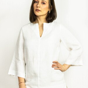 White Linen top, Linen blouse, Oversize top, Women Linen Clothing