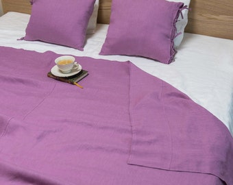 Deep rose linen slipcover, Linen Bed Throw, Linen Bedspread, Large Bed Cover, Sofa Cover, Custom Slipcovers, Linen throw blanket, Coverlet