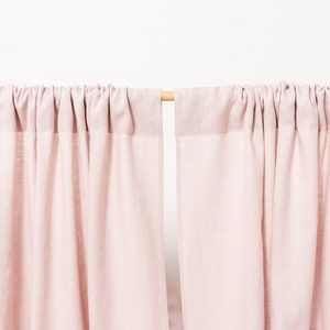 55 in/140 cm Wide, Pale Pink Linen Rod Pocket Curtain & Linen Drape, Custom Size Curtain, Extra Long Curtain Panel image 3