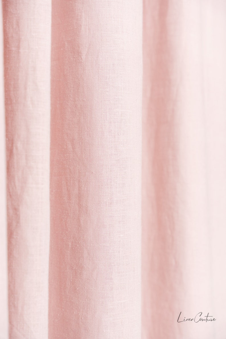 55 in/140 cm Wide, Pale Pink Linen Rod Pocket Curtain & Linen Drape, Custom Size Curtain, Extra Long Curtain Panel image 4