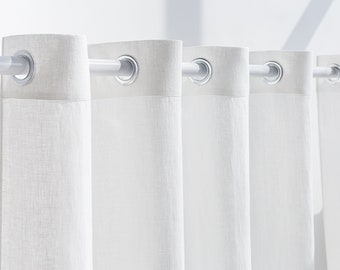 55 in/140 cm Wide, Linen Curtain Panel with Grommets, Drape with Eyelets, Lightweight Curtain with Ringlets, Custom curtain panel