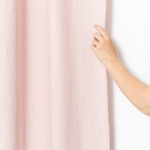 55 in/140 cm Wide, Pale Pink Linen Rod Pocket Curtain & Linen Drape, Custom Size Curtain, Extra Long Curtain Panel image 5