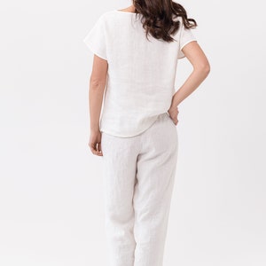Natural Linen Pajama set / Cloudy Grey Stripe linen / Linen loungewear / Linen sleepwear image 4