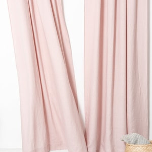 55 in/140 cm Wide, Pale Pink Linen Rod Pocket Curtain & Linen Drape, Custom Size Curtain, Extra Long Curtain Panel image 6