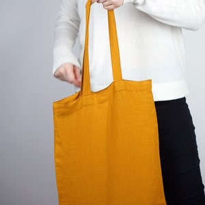 Linen tote bag, Natural Shopping bag, Linen Shoulder Bag, Minimalist Eco Reusable Grocery Bag, 32x37 cm (12,5in x 14,5in ) in Various Colors