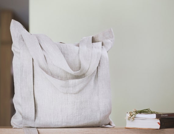Linen beach tote top